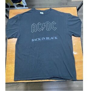 Delta AC/DC Back In Black Graphic Tee Mens XL Black Good Rock Band T-Shirt
